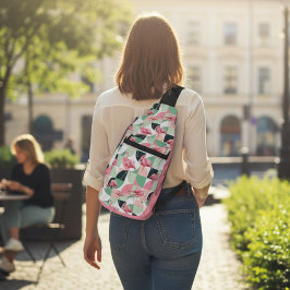 Bandolera Patrón de Moda geométrica de flamenco rosado moder