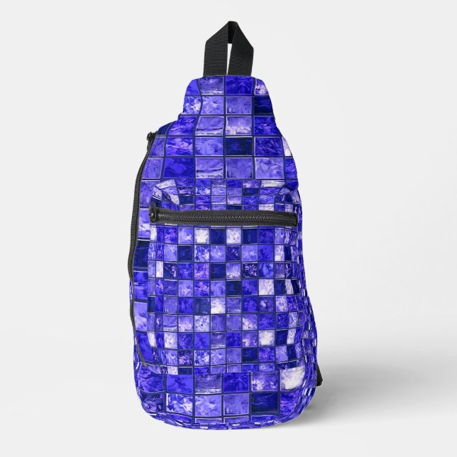 Bandolera Patrón de mosaico azul (Anverso)