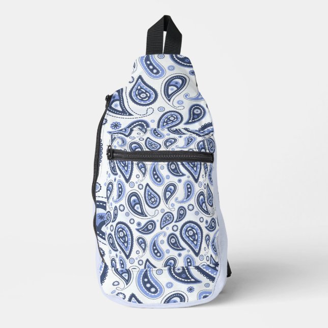 Bandolera Patrón de Paisley Azul (Anverso)