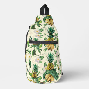 Bandolera Patrón de paraíso de piña de Lotus blanco