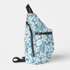 BANDOLERA PATRÓN DE PLUMERÍA DE ISLA EN AZUL PIZARRA