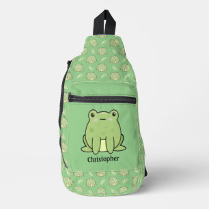 Bandolera Patrón de rana y hoja con nombre personalizado