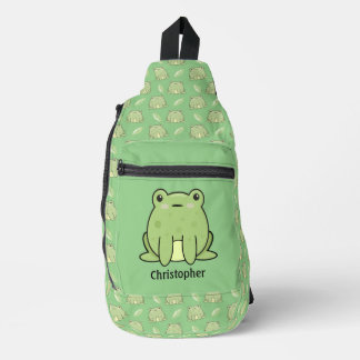 Bandolera Patrón de rana y hoja con nombre personalizado
