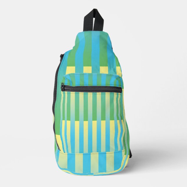 Bandolera Patrón de rayas azul amarillo verde  (Anverso)