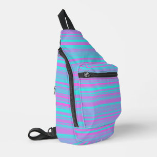Bandolera Patrón de rayas azules púrpura rosadas