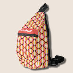 Bandolera Patrón de rayas de Groovy Retro<br><div class="desc">Este elegante bolso de honda presenta un patrón de rayas onduladas retro en colores vivos y su nombre en la parte delantera. Tres compartimentos con cremallera pueden guardar fácilmente sus llaves, cartera, teléfono, cámara y mucho más. Lávelo como un cuerpo cruzado o sobre un hombro, y sujete la correa ajustable...</div>