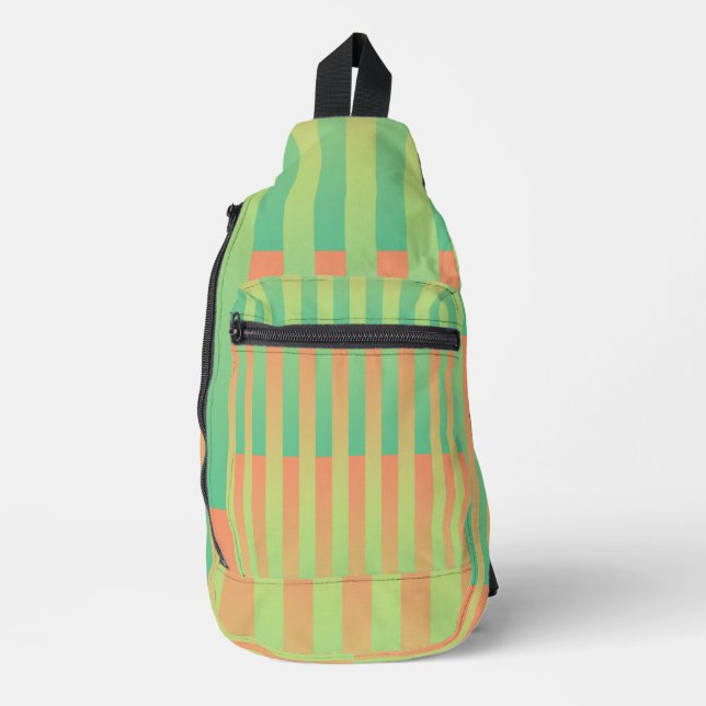 Bandolera Patrón de rayas naranja verde (Anverso)