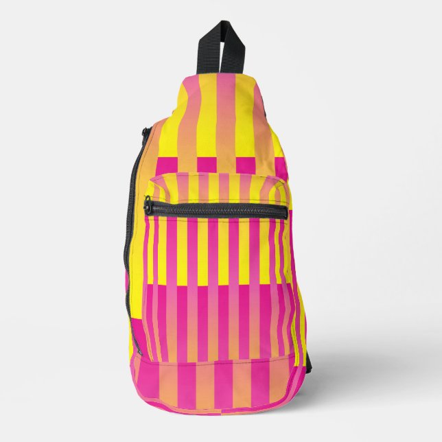 Bandolera Patrón de rayas rosa amarillo naranja (Anverso)