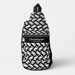 Bandolera Patrón de repetición moderno blanco negro