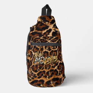 Bandolera Patrón de tigre de cristal negro y dorado