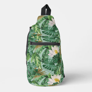 Bandolera Patrón de toldo tropical blanco