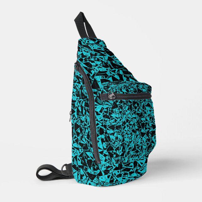 Bandolera Patrón de triángulo negro teal (Esquina izquierda)