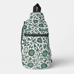 Bandolera Patrón floral chino en verde azulado y blanco vint