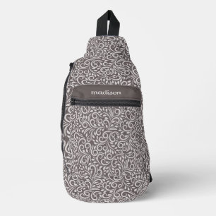 Bandolera Patrón floral de nombre personalizado