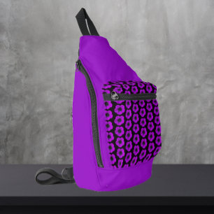 Bandolera Patrón floral morado de geranio sobre morado