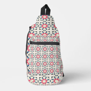 Bandolera Patrón geométrico floral rosa marino