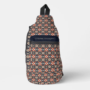 Bandolera Patrón japonés floral de nombre personalizado