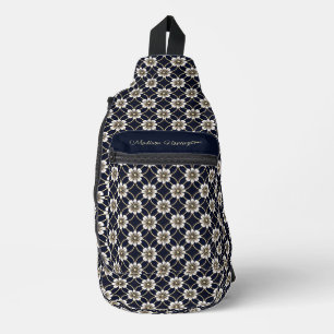 Bandolera Patrón japonés floral de nombre personalizado