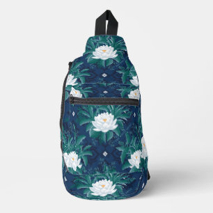 Bandolera Patrón Lotus de la medianoche blanca