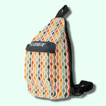 Bandolera Patrón retro Groovy<br><div class="desc">Este elegante bolso de honda presenta un funky patrón retro de rayas y círculos en colores vivos y su nombre en la parte delantera. Tres compartimentos con cremallera pueden guardar fácilmente sus llaves, cartera, teléfono, cámara y mucho más. Lávelo como un cuerpo cruzado o sobre un hombro, y sujete la...</div>