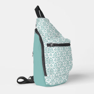 Bandolera Patrón Verde azulado de Feuille Damask