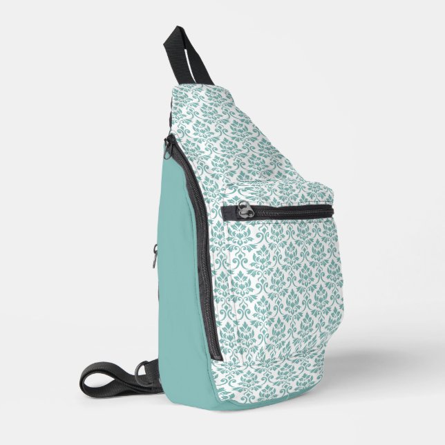 Bandolera Patrón Verde azulado de Feuille Damask (Esquina izquierda)