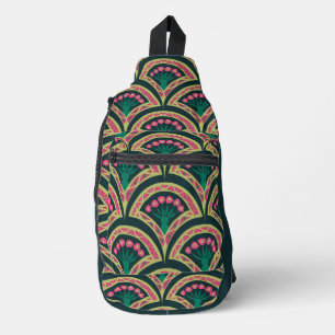 Bandolera patrón verde en forma de concha