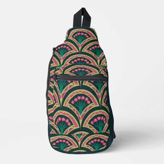 Bandolera patrón verde en forma de concha (Anverso)