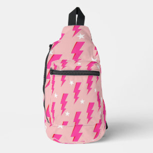 Bandolera Patrón Y2K de fondo rosado estrella relámpago