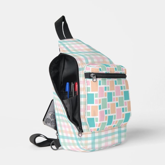 BANDOLERA PATRONES GEOMÉTRICOS DE ROPA ROSA VERDE DE PAZ (Abierto)