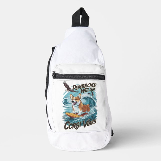 Bandolera Pembroke Welsh Corgi Surfer Tackers Epic Wave (Anverso)