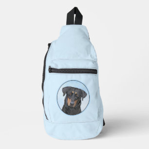 Bandolera Perro Beauceron Negro y Fuego Pintura Perro Ovejer
