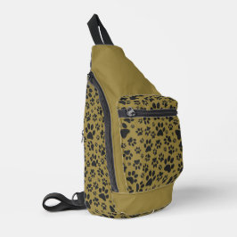 Bandolera Perro con puntas de polka blanco y negro con oro m