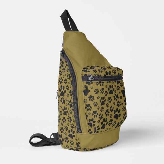 Bandolera Perro con puntas de polka blanco y negro con oro m (Esquina izquierda)