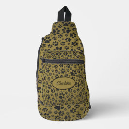 Bandolera Perro con puntas de polka blanco y negro con oro m