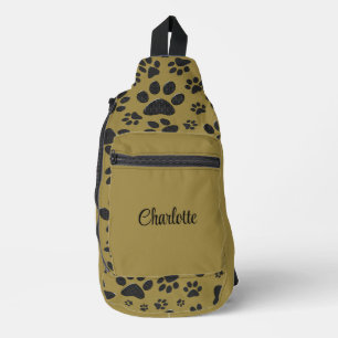 Bandolera Perro con puntas de polka blanco y negro con oro m