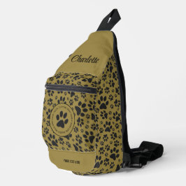 Bandolera Perro con puntas de polka blanco y negro con oro m