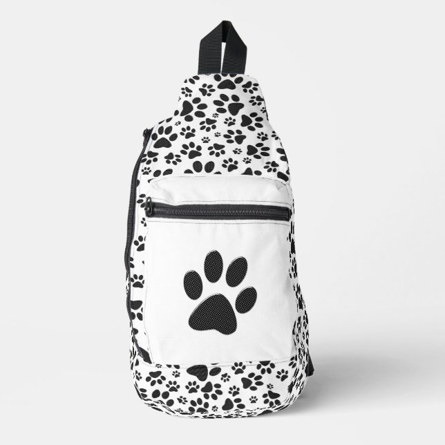 Bandolera Perro Paws Black and White Polka Dot (Anverso)