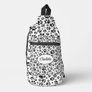 Bandolera Perro Paws Black and White Polka Dot