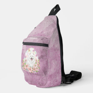 Bandolera Perro Samoyano de Cristal Blanco Manchado