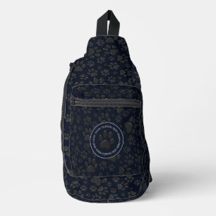 Bandolera Perro traza polka negro y blanco punto en azul osc