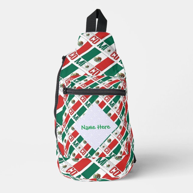 Bandolera Personalización del verde mosaico de la bandera me (Anverso)