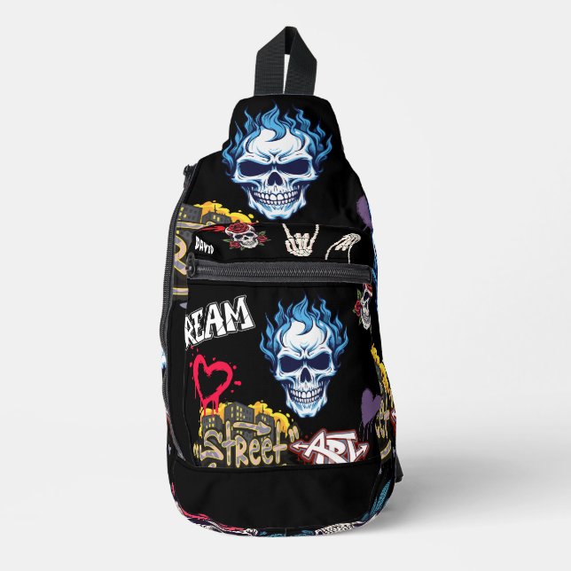 Bandolera Personalizado artístico espeluznante fondo de arte (Anverso)