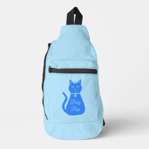 Bandolera Personalizado de gato de niño pequeño azul