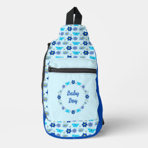 Bandolera Personalizado de mariposas y flores Blue Baby Boy