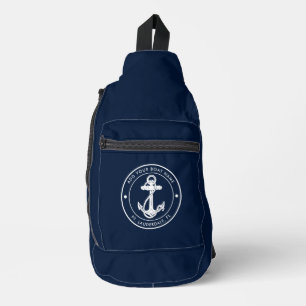 Bandolera Personalizado de nombre de barco azul de la Marina