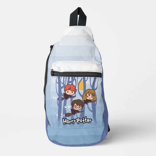 Bandolera Personalizado Harry, Ron Y Hermione Volando En Bos (Anverso)