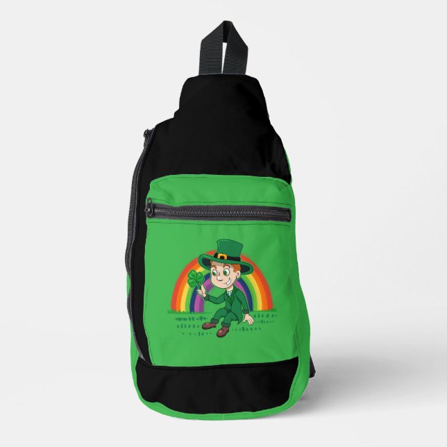 Bandolera Personalizado lindo leprechaun con shamrock y arco (Anverso)
