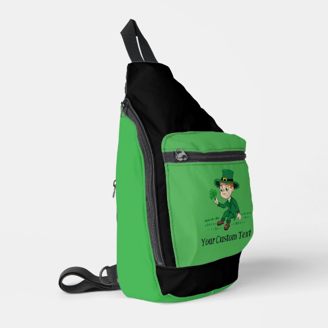 Bandolera Personalizado lindo leprechaun con shamrock y arco (Esquina izquierda)