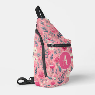 Bandolera Personalizado Monograma Blooms Encantados Rosa